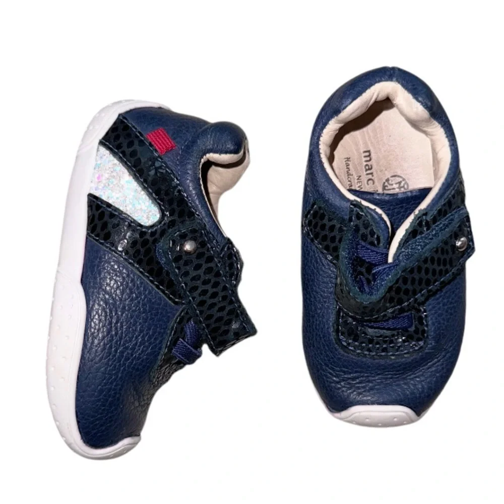MARC JACOB navy leather tennis shoes ROBEEZ GIrls size 5.5